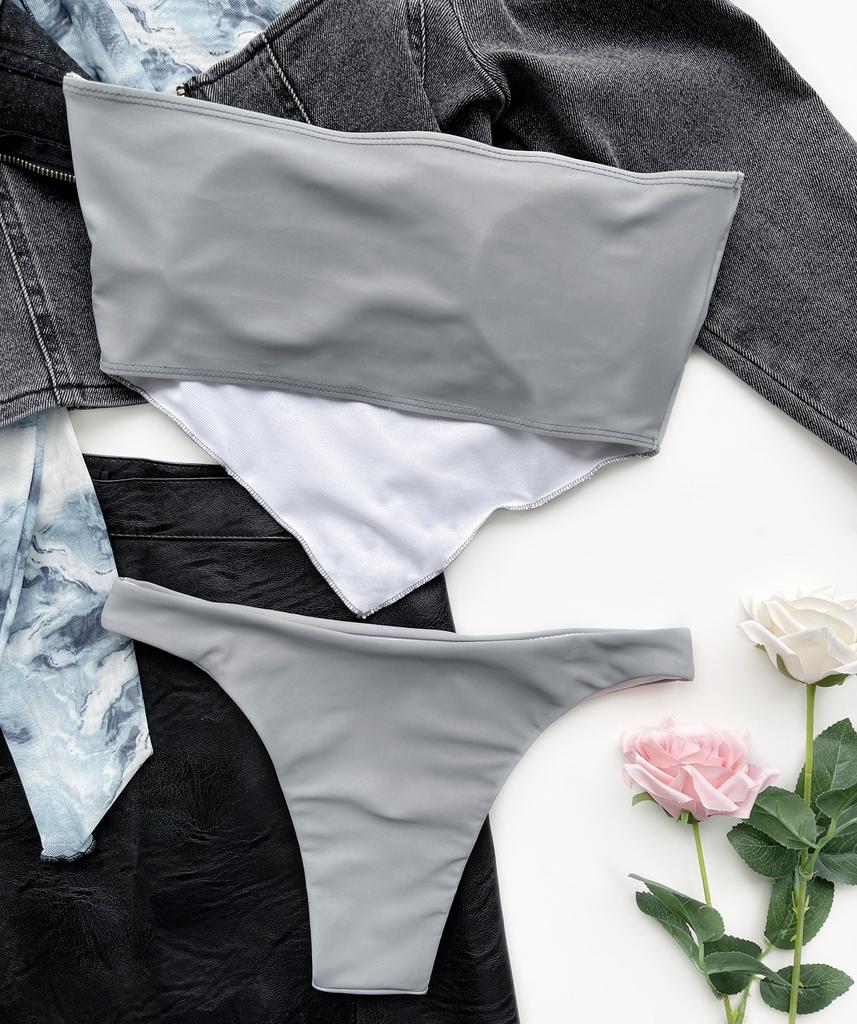 Women's Swimsuit Wrap Bust Sexy Solid Beach Bikini Set