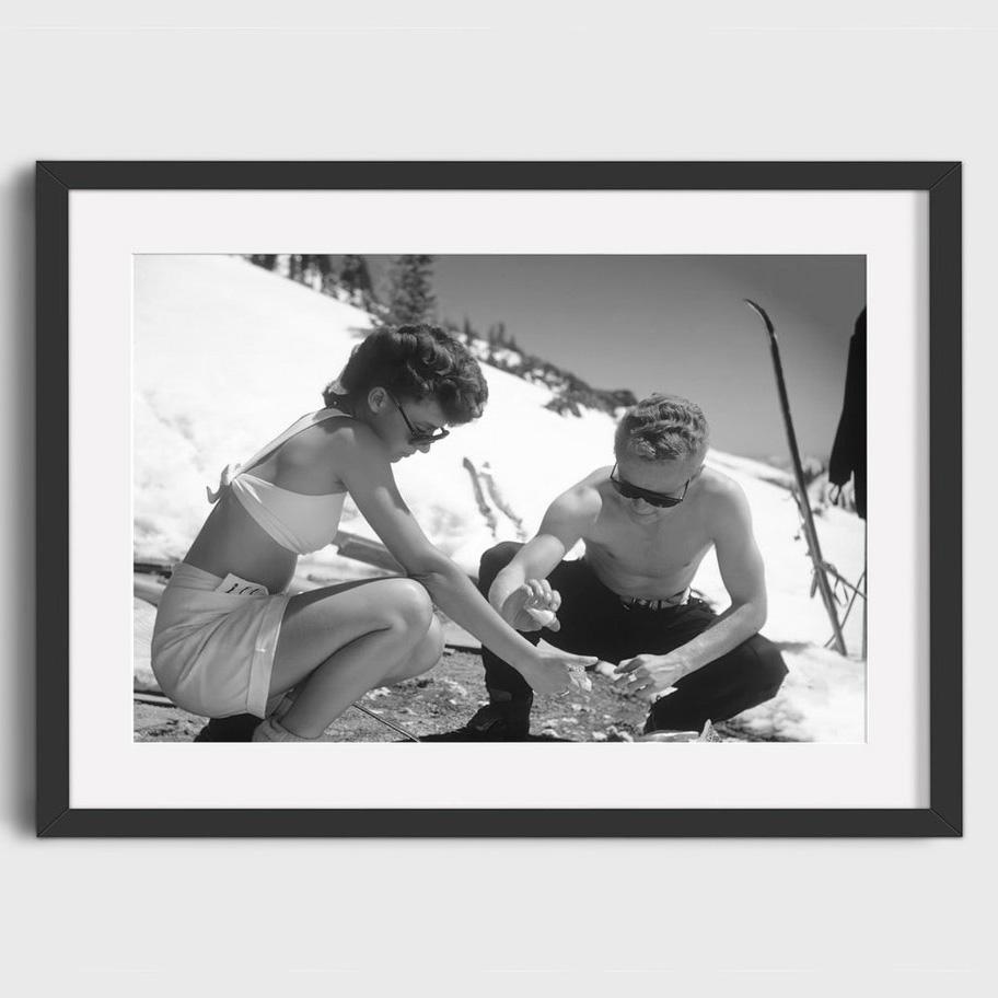 Vintage Ski Photo Print Road Gap Skier Jumps Girls Car Canvas Painting Winter Sports Skiing Art Poster Ski Home Lodge Wall Decor