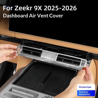 Für Zeekr 9X 2025-2026 Armaturenbrett Klimaanlagenlüftungsschutz Edelstahl Staubdichtes Netzabdeckung Innenraumdekoration