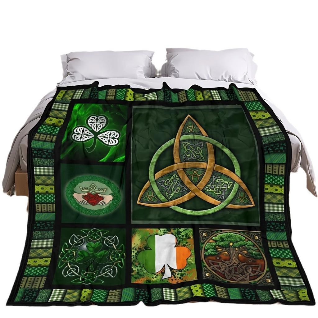 Irish St Patrick'S Patterned Blanket Shamrock Digital Printed Flannel Blanket Air Conditioning Blanket