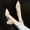 Fashion Pointed Toe Chunky Heels Women's Shoes Leather Casual Block Heel Ladies Pumps with Medium on Promotion Fashion Genuine Mark Y2k