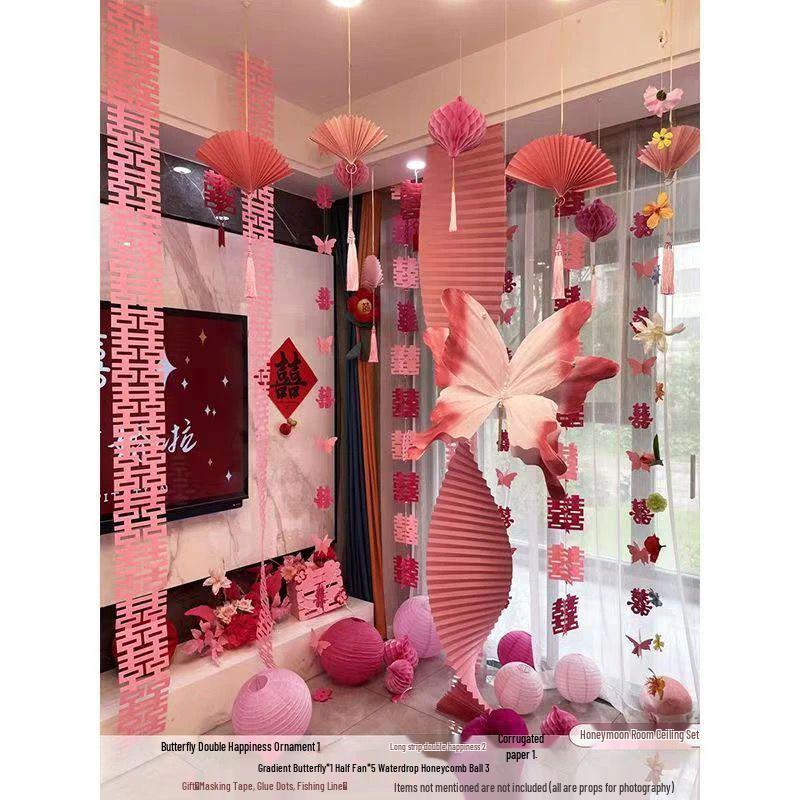 Wedding Room Decoration Set: Butterflies for Bride's Bedroom, Groom's New House, and Living Room Photo Background