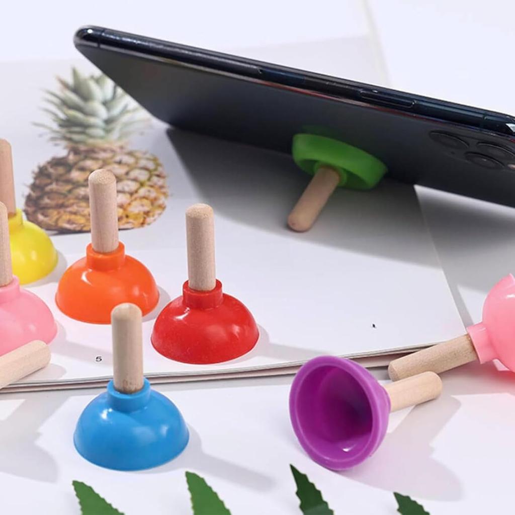 EVKILKJS 6PCS Toilet Plunger Shape Phone Holder Mini Colorful Plunger Holder Sucker Stand for Supporting Cellphone, Moblie Phone