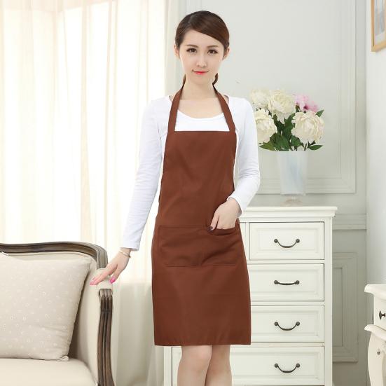 Pure Color Halter Sleeveless Pocket Housework Kitchen Cooking BBQ Work Apron