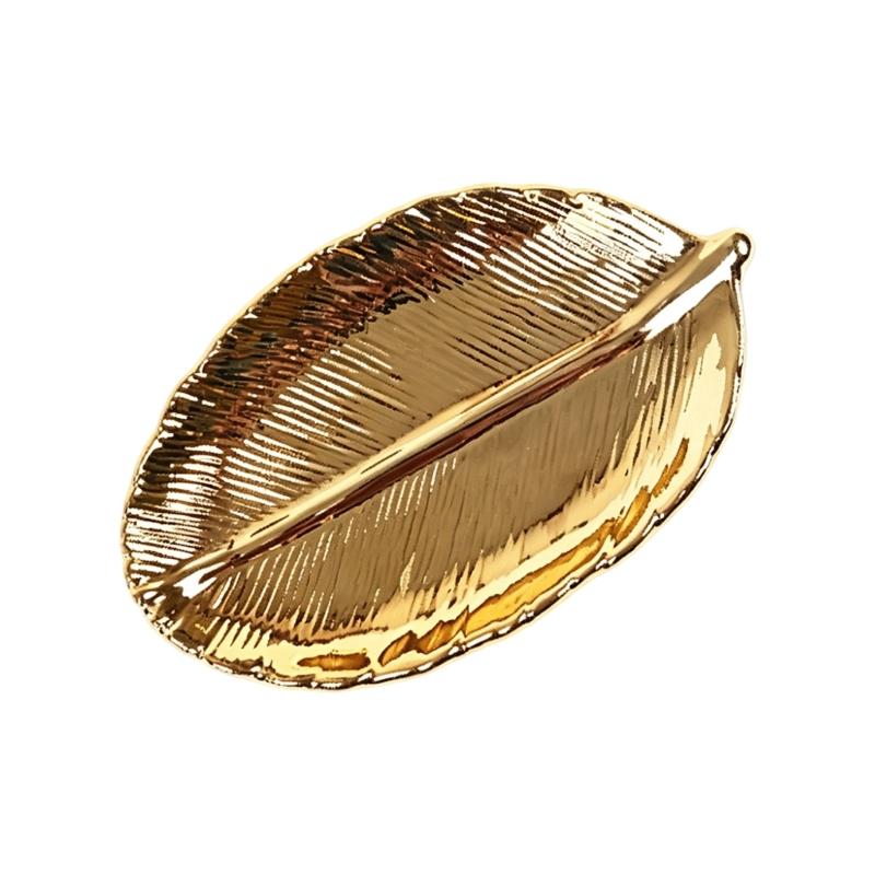 Premium Ceramic Leaf Shape Plate Jewelry Organizers Tray for Dining Table Centerpieces Decors Office Desk Organizers