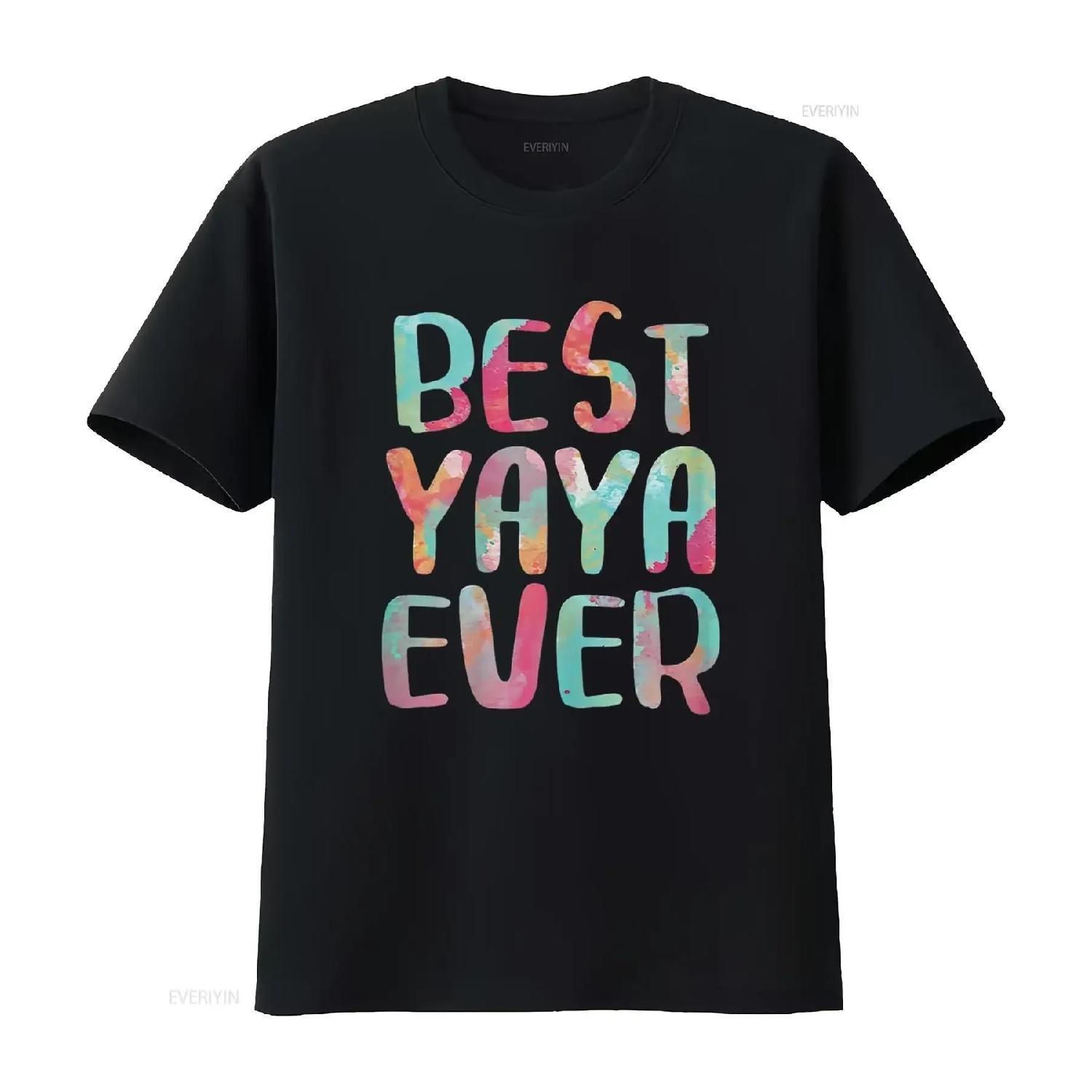 

Best Yaya Ever T Shirt Mother s Day vintage Washed Comfortable Slightly streetwear Unisex fashion Breathable XXXXXL чорний