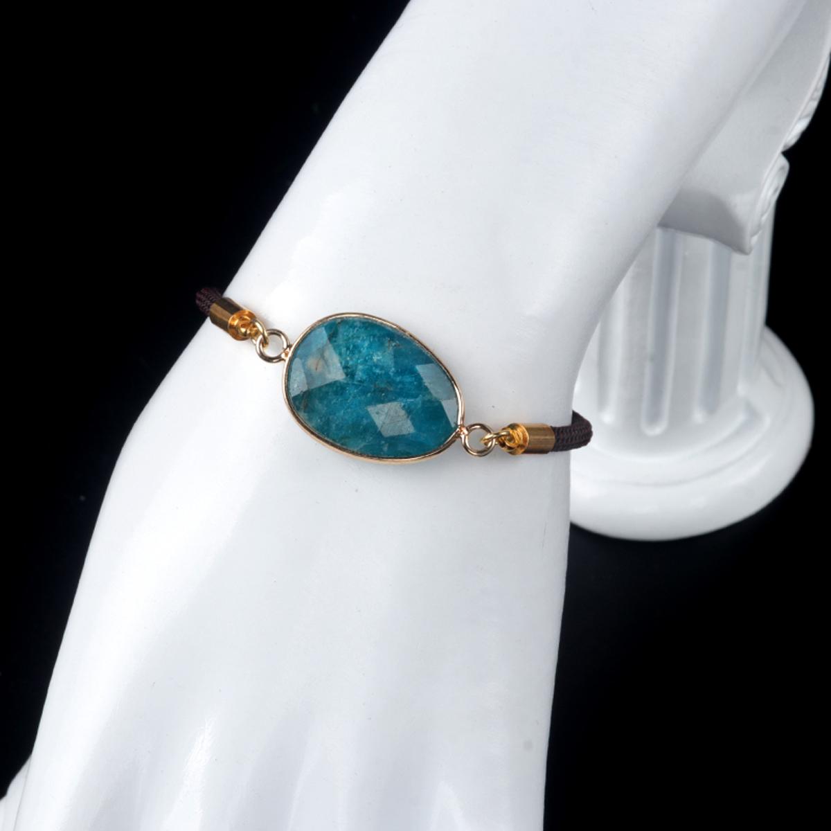 

1 шт. модный граненый натуральный камень кварцевый браслет нерегулярные регулируемые браслеты-цепочки из веревки для женщин и мужчин ювелирные изделия в подарок 22x17 мм 22x17mm