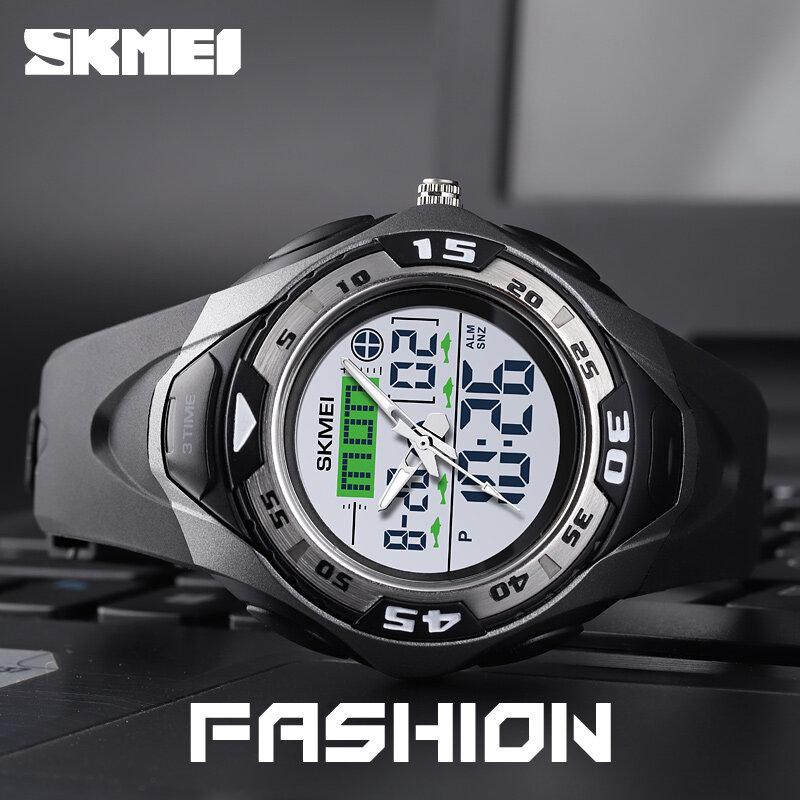 Skmei Fashion Casual Men Brand Watch Auto Date Alarm 50M Waterproof PU Dual Display Men Sports Watch