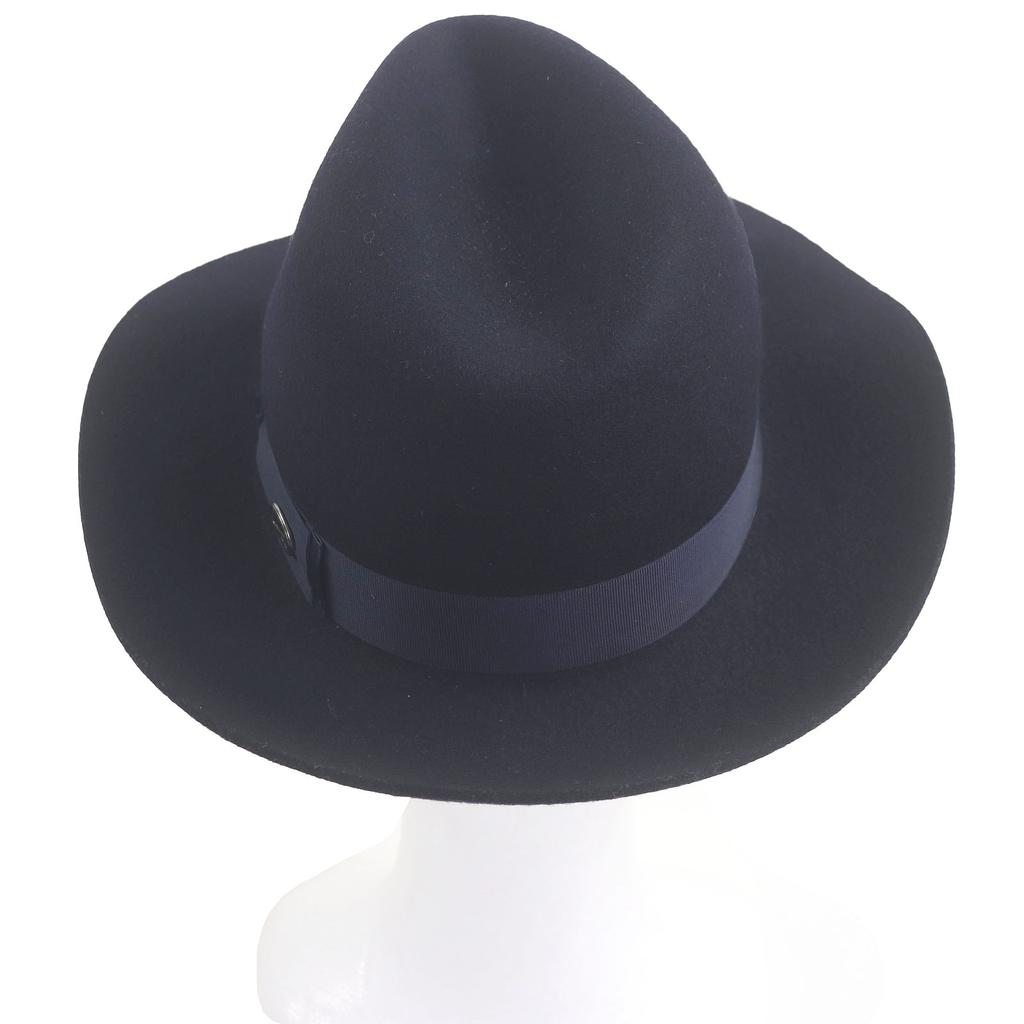 Great Borsalino Hat Felt Hat with Ribbon Navy Wool Mens 57 Used