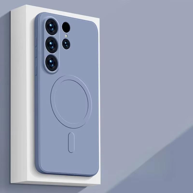 Matný magnetický kryt na telefon z tekutého silikonu pro Samsung Galaxy S25 S24 Ultra S23 S22 Plus S21 FE pro kryt pro bezdrátové nabíjení Magsafe