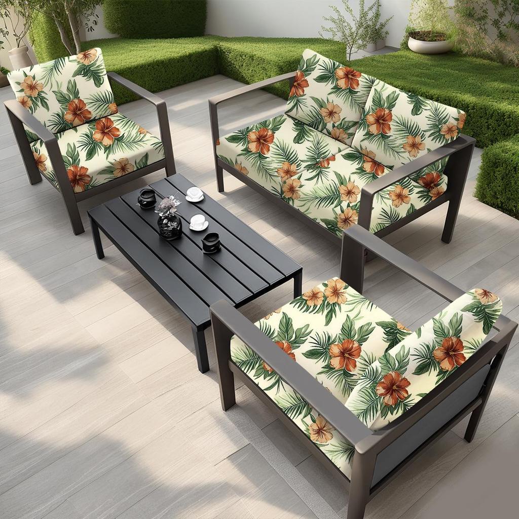 Outdoor Printed Stretch Sofa Cushion Cover, Single-Sided Milk Silk