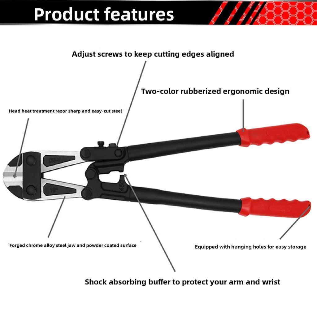 Professional 14-Inch Cable Cutter, Forged Chrome Molybdenum Steel, Labor-Saving Design for Hard Wire