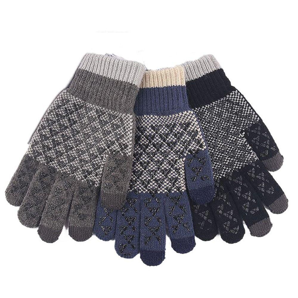 

Warm Jacquard Gloves Fashion Accessories Gloves Full Finger Gloves Knitted Mittens темно-синий