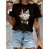 Women Floral Creative Print T-Shirt Fashion Casual Elegant Festival Essential Trendy Top