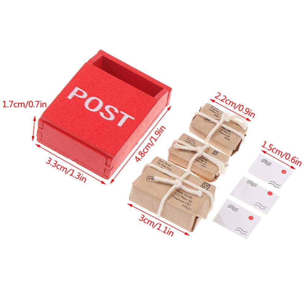 With Mail Sack Postcard Simulation Furniture Toy Dollhouse Miniature Letter Box Mini Mailbox