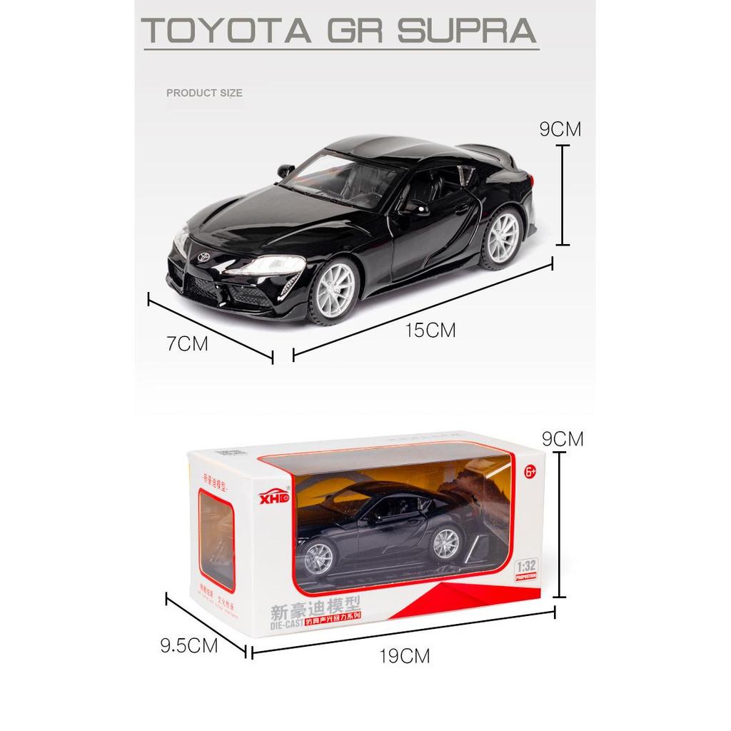 1/32 Scale Toyota GR SUPRA Sports Diecast Car Model Toy, Pull Back Toy Vehicle with Sound and Light for Kids Toddler Boys Girls Gift Collection