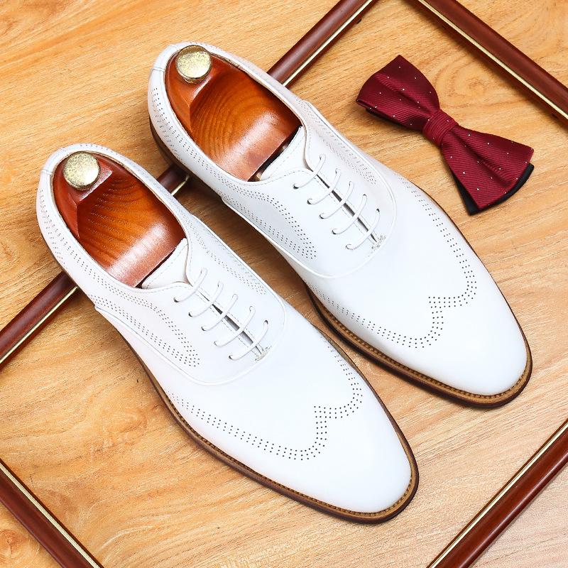 

Чоловіче Повсякденне Шкіряне Взуття в Корейському Стилі - Універсальні Британські Формальні Кросівки 46 білий