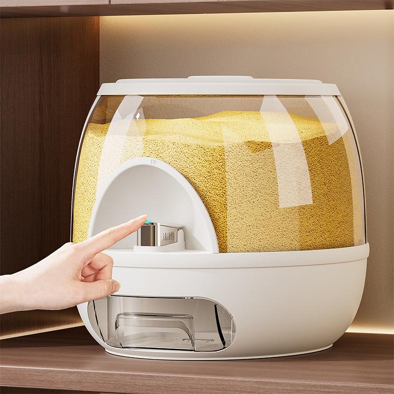 High end pressed rice bucket, moisture-proof, high-end sensory rice box, household plastic kitchen rice tank, simple design