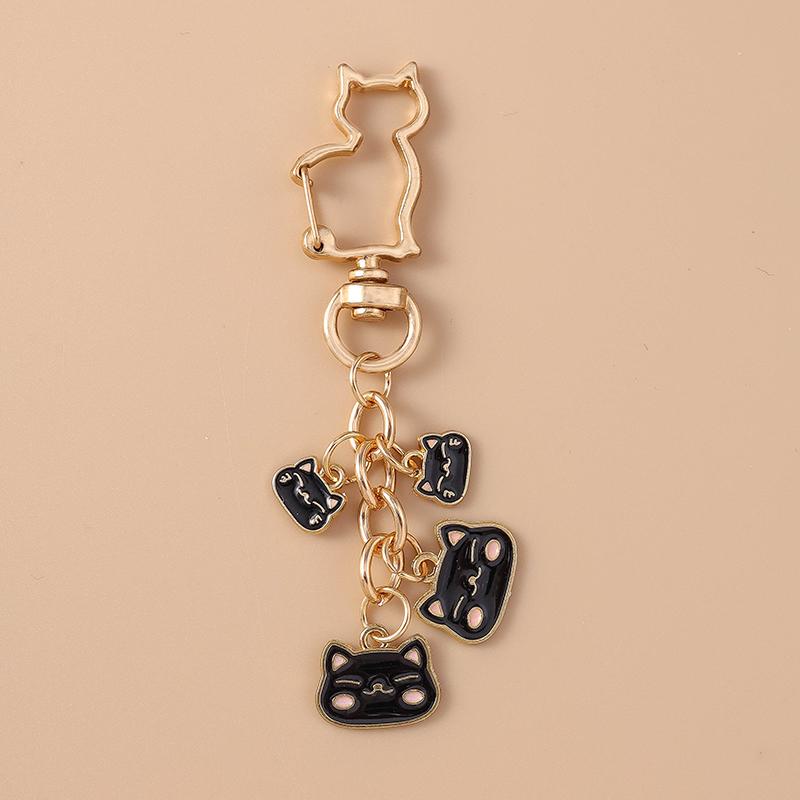 Lovely Enamel Cartoon Cat Keychain Animal Key Ring Pendants for Women Girls Handbag Decor DIY Jewelry Accessories Gifts