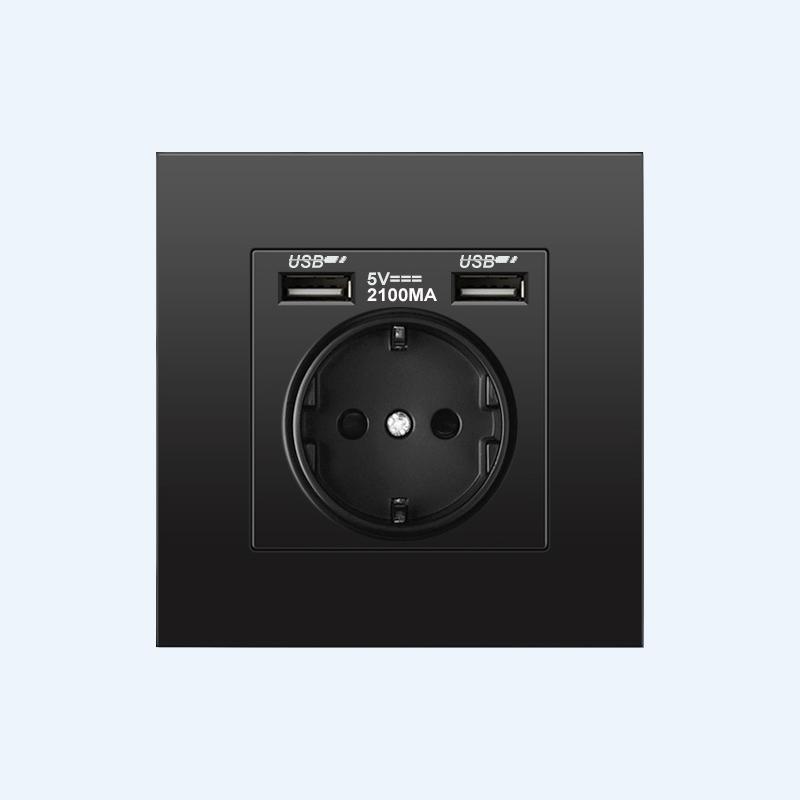 EU Standard Electrical USB Socket Wall Charger Adapter Charging Germany Plug Socket Power Outlets 16APC Panel Bedroom USB Socket