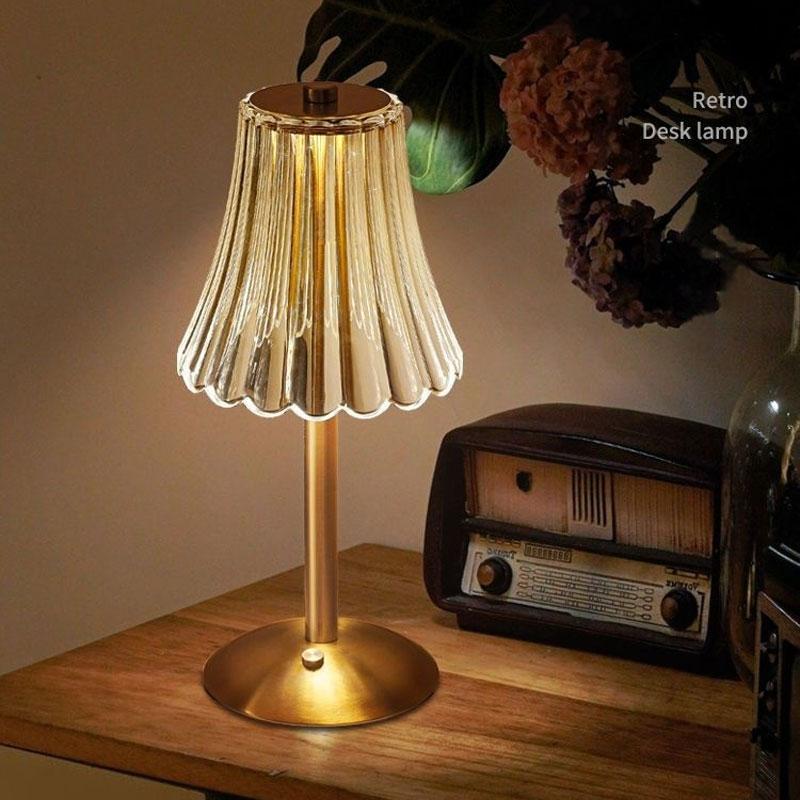 Sunset Lamp Retro Crystal Table Lamp LED Touch Sensor Postmodern Light Rechargeable Wireless Reading Lamp for Hotel Bar Decor