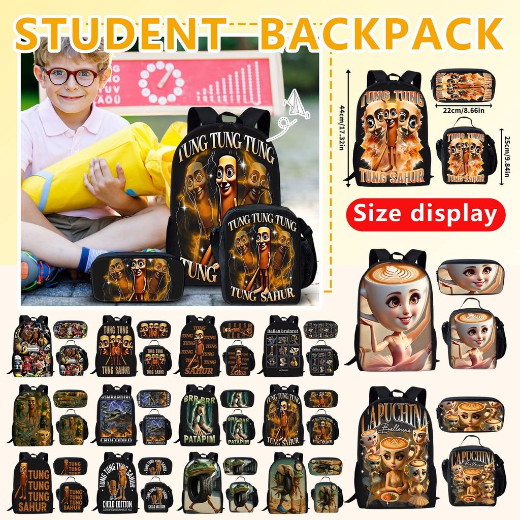 Cartoon Printing Casual Shoulder Bag Junior High School Students Large Capacity Backpacks