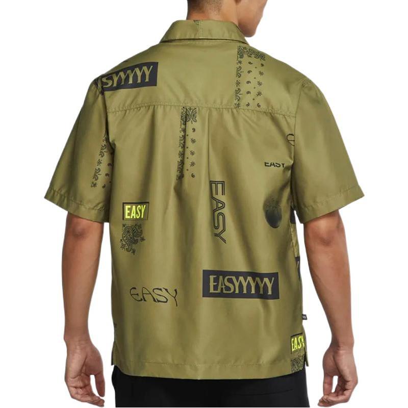Nike Letter Pattern Contrast Stitching Cashew Flower Short Sleeve Shirt Men Tops Green DO4024-378