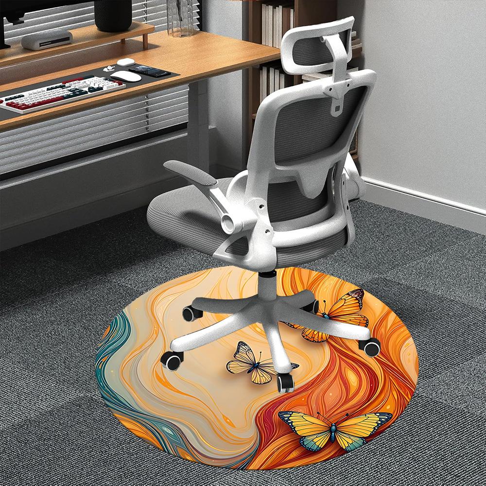 1pc Butterfly Flow Office Round Area Rug, Indoor Mat Suitable ForOffice, Under Office Chairs Bedroom Living Room Home Decor, Room Deco  D037