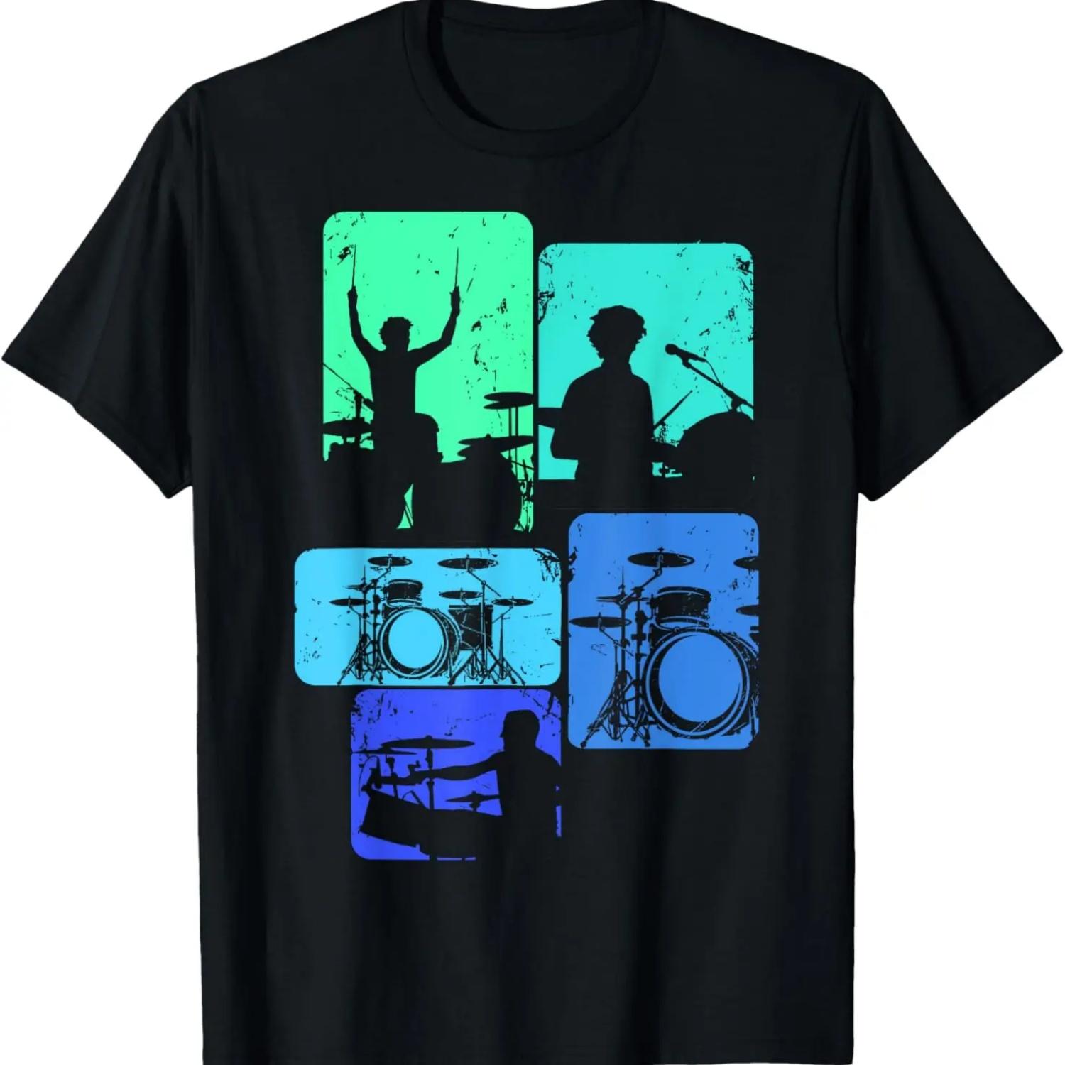 

Drummer Drum Sticks Rock & Roll Kids Boys Men T-Shirt XXXXXL чёрный