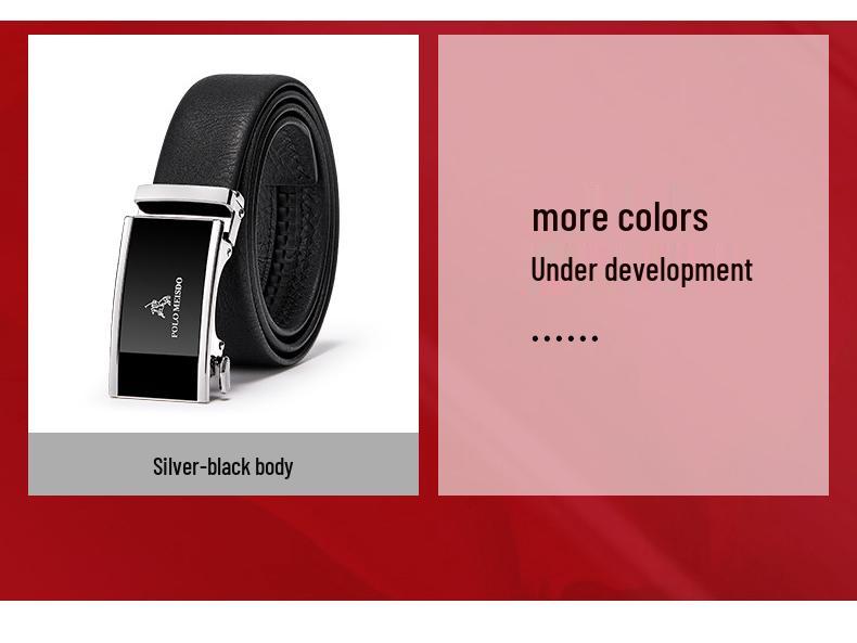 Paul Pasek Męski Skóra Naturalna Klamra Automatyczna, Styl Biznesowy Wysokiej Klasy, Pasek z Skóry Licowej