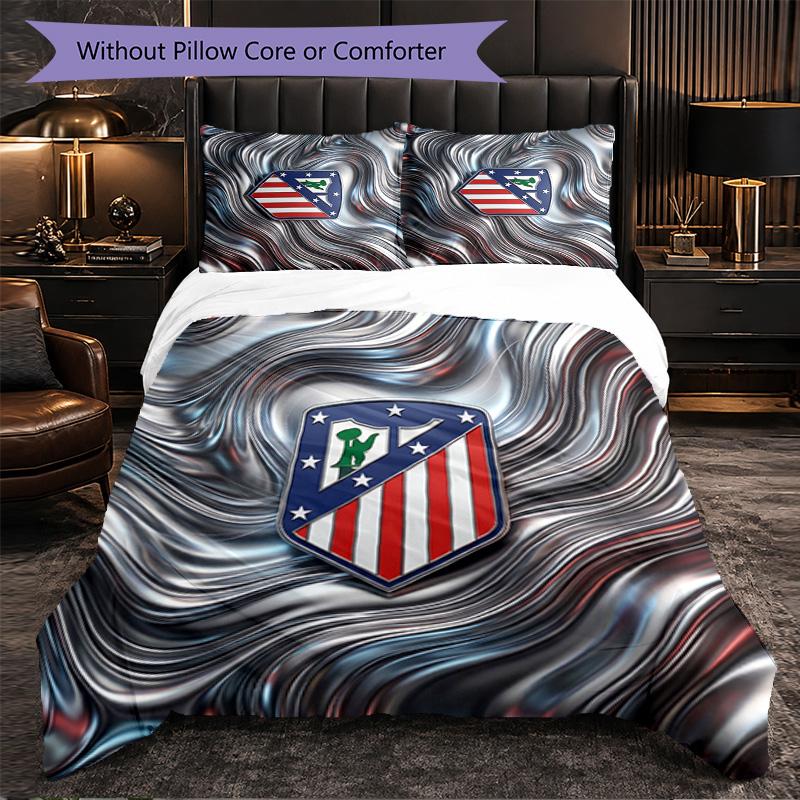 Set Lenzuola Atletico Madrid Modello 3 Pezzi Morbida Copripiumino in Microfibra con Federe per Camera da Letto