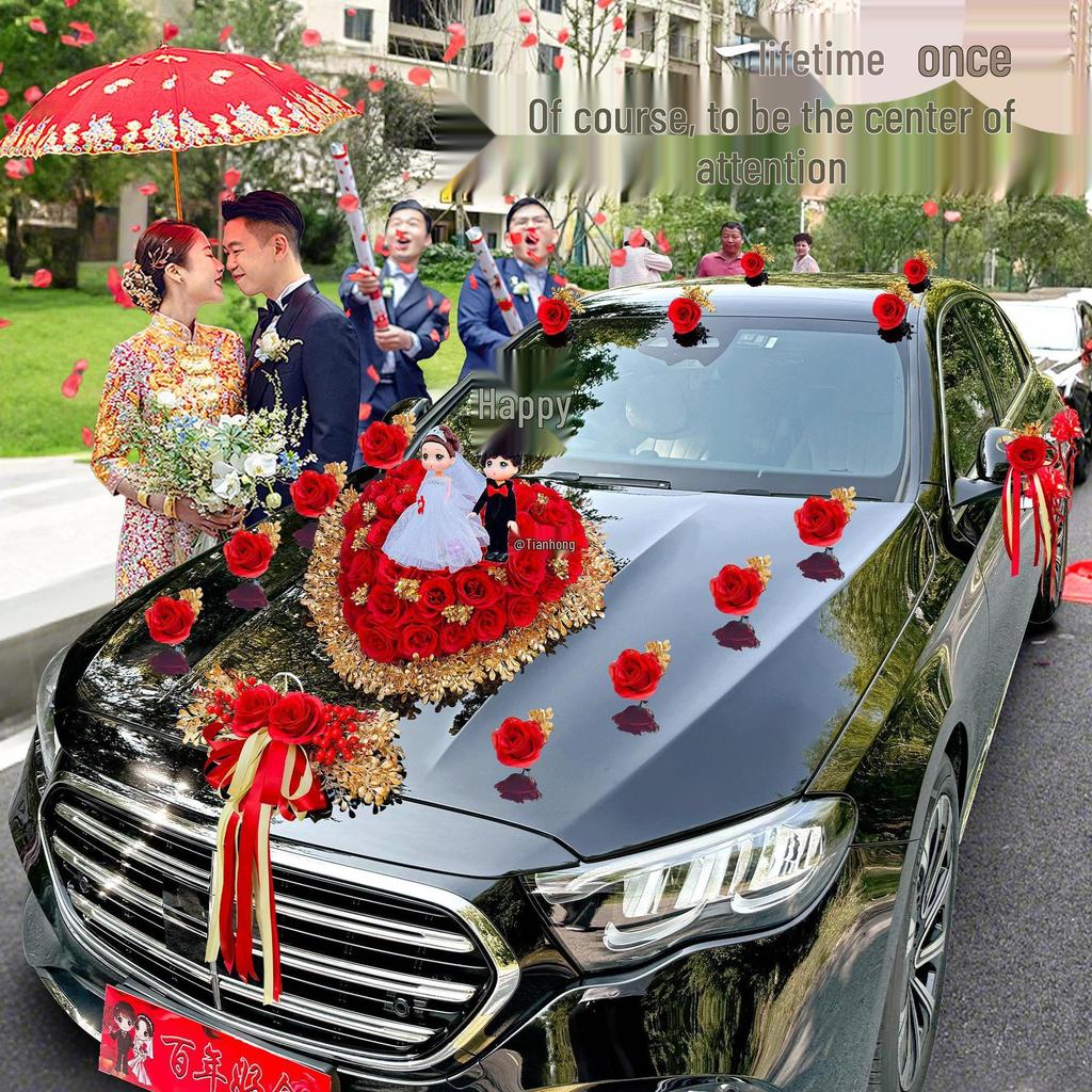 2024 Complete Wedding Car Decoration Set with Suction Cup Attachment