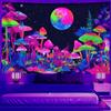 1pc Fluorescent Mushroom Moon Tapestry, UV Black Light Forest Fantasy Plant Space Tapestry, Home Decoration Wall Hanging