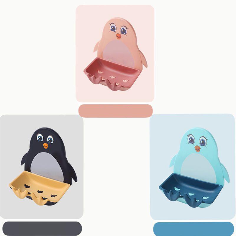 Bathroom Household Perforated Little Penguin Drain Toilet Soap Box Wall Mounted Soap Dish Toilet Suction Cup Storage Soap Box
