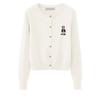 Herbst Preppy Stil Strick-Cardigan Bärenstickerei Slim Fit Vielseitig Langärmlig Rundhals-Oberteil Damen