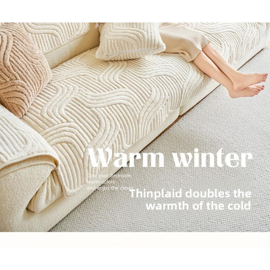 Bohemian Style Thick Plush Sofa Cover -Machine Washable, Pet Friendly, Non Slip Sofa Protection Cover, Decoration for Living Room, Bedroom, and Office
