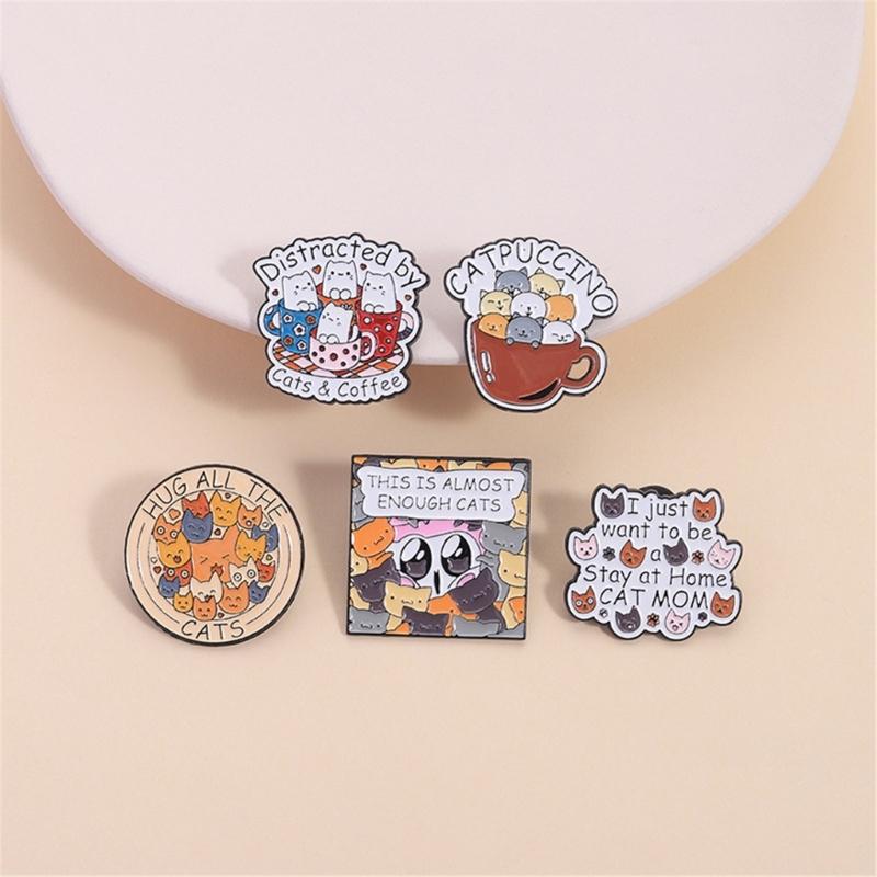 Quirky Letter Kitty Pins Colorfast Coating Lightweight Wear Resistant Badge Pin Jewelry For Casual Party Wear