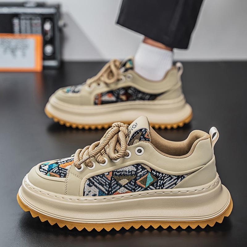 

Весенняя нишевая мода универсальная ткань с принтом дышащие на толстой подошве износостойкие трендовые туфли мужские с круглым носком спортивные уличные повседневные кеды 39