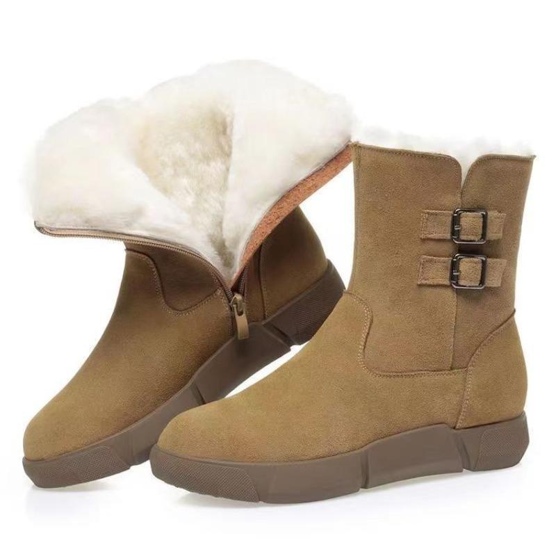 New Anti-slip Women's Ankle Boots with Fleece and Thickened Flat Cotton Shoes Devotion