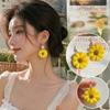 1pair Epoxy Resin Sunflower Earrings Multicolor Flower Drop Earrings Real Floral Earrings Women
