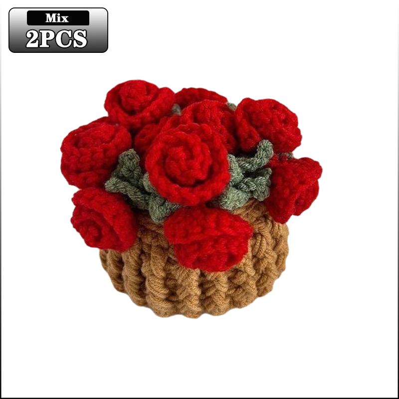 Ensemble de sous-verres Fleur Rose au Crochet à la Main Résistant à la Chaleur Décor de Table Cadeau pour la Maison Décor de Table à Manger Fourniture Tapis Réutilisable