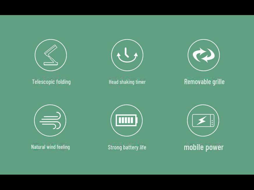 M1Y hordozható teleszkópos összecsukható ventilátor távirányítóval, USB töltéssel, csendes működéssel, fejrázással és időzítő funkcióval.