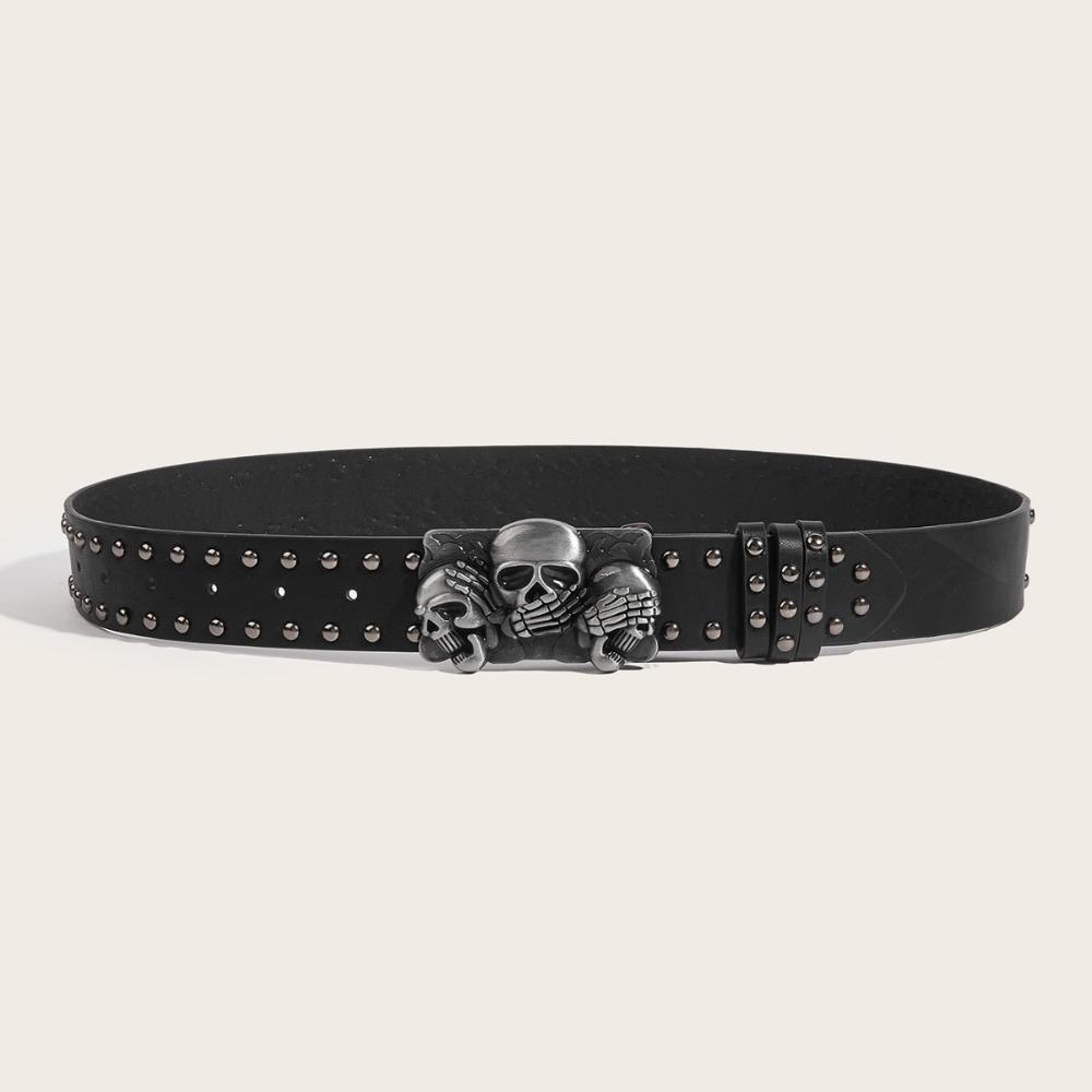 Punk Rivet Belts Versatile Snap On Waist Belt Y2k Skull Belt  Unisex