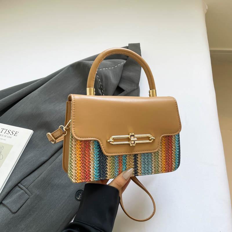 Trendy New Fashion Simple Design Popular Contrasting Colors Casual Shoulder Crossbody Portable Small Square Bag