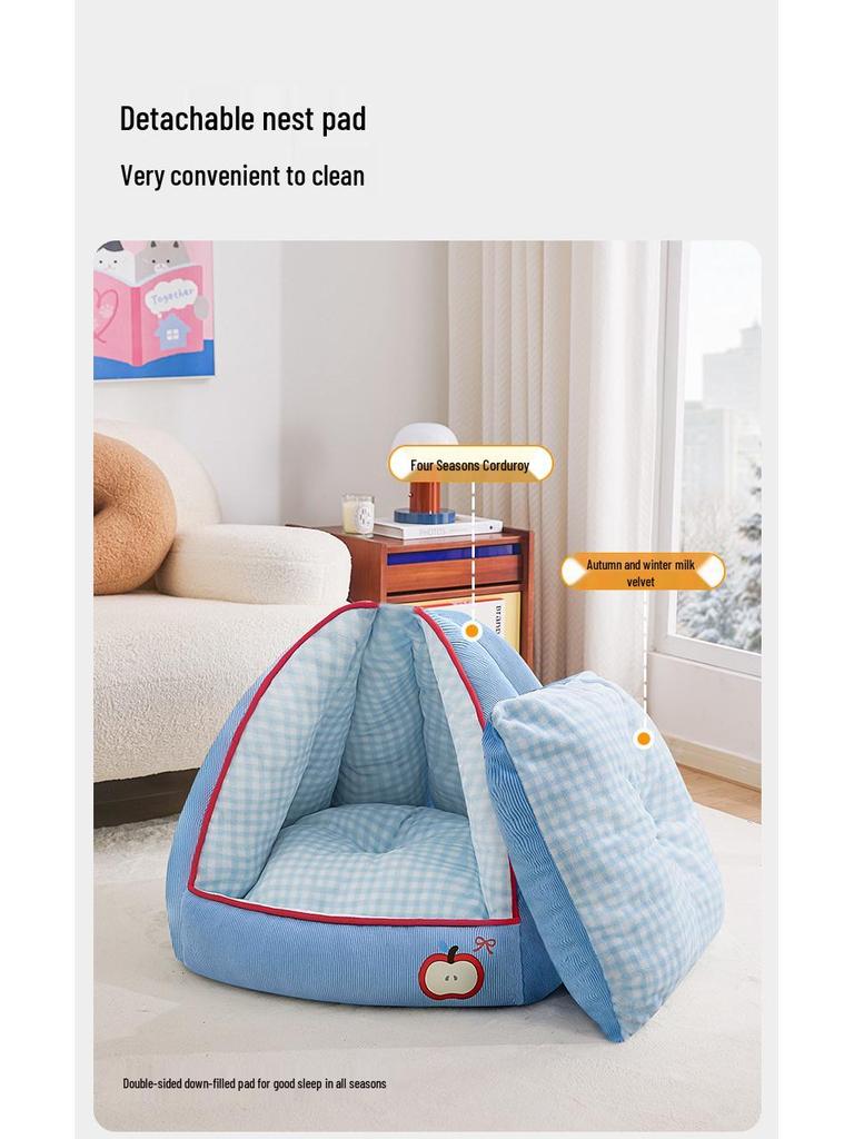 All-Season Semi-Closed Safe Pet Sofa Bed and Sleeping Pad