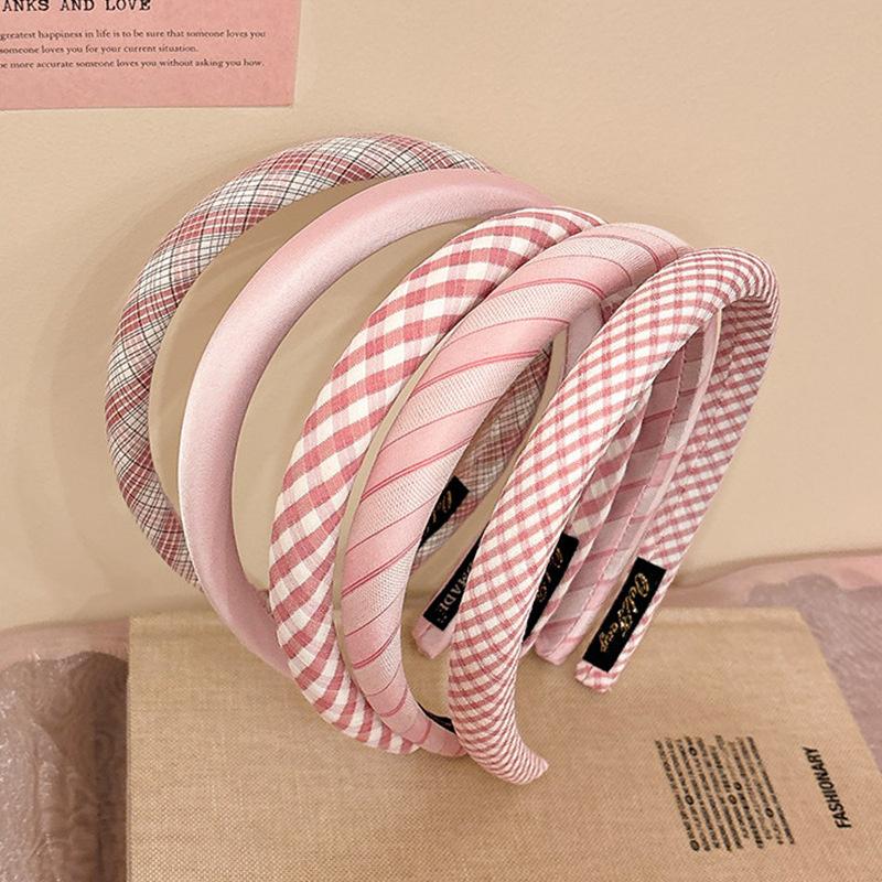 1/2pcs 1.5CM Women Girls Sweet Plaid Hairbands Sponge Padded British Hair Hoop Accessories Lattice Head Wears