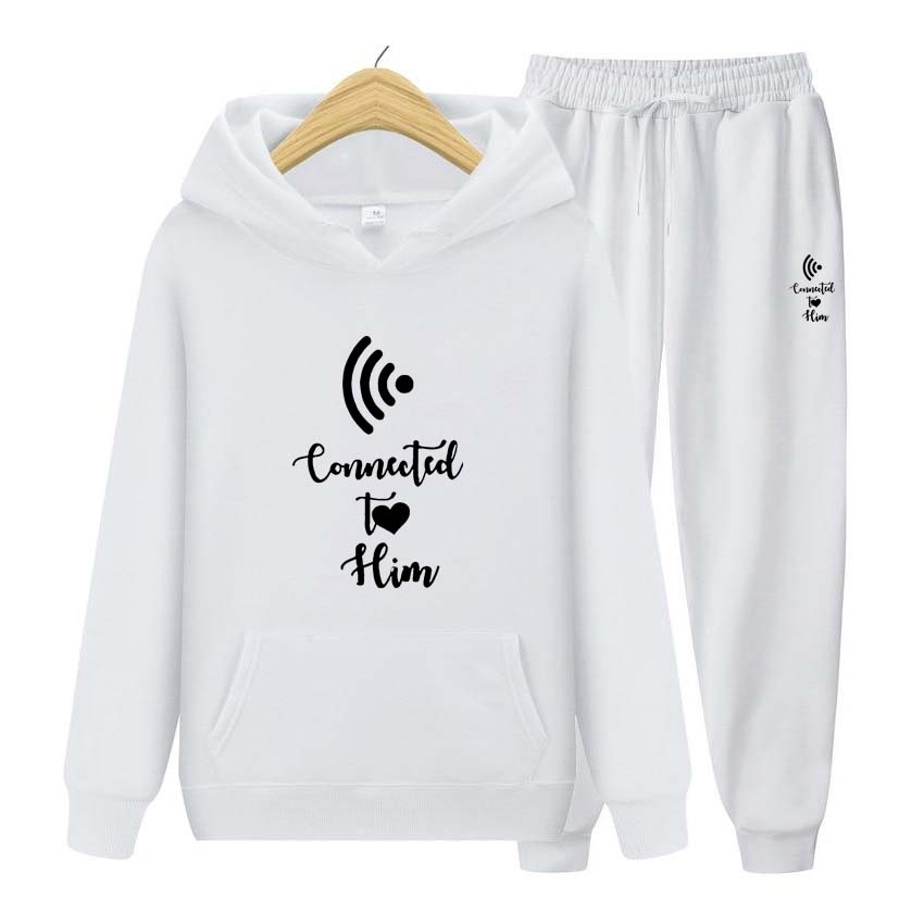 Herr Dam Hoodies Träningsset Jogger Mode Hoodies Set Sweatshirt Sportdräkt Herr Dam Huvförsedd Pullover Sweatshirt