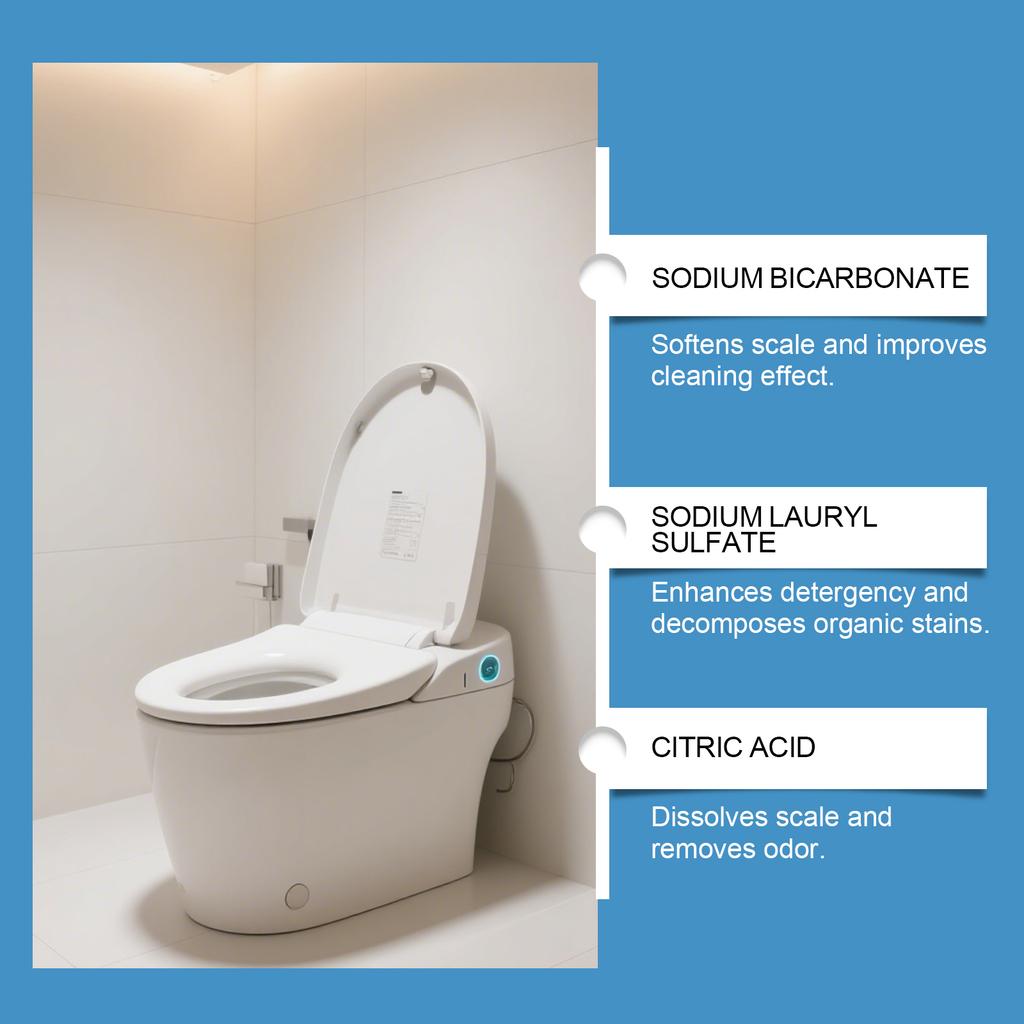 Tablety na čištění toalety s redukcí zápachu a automatickými čisticími složkami jsou vhodné pro pravidelnou údržbu různých toalet.