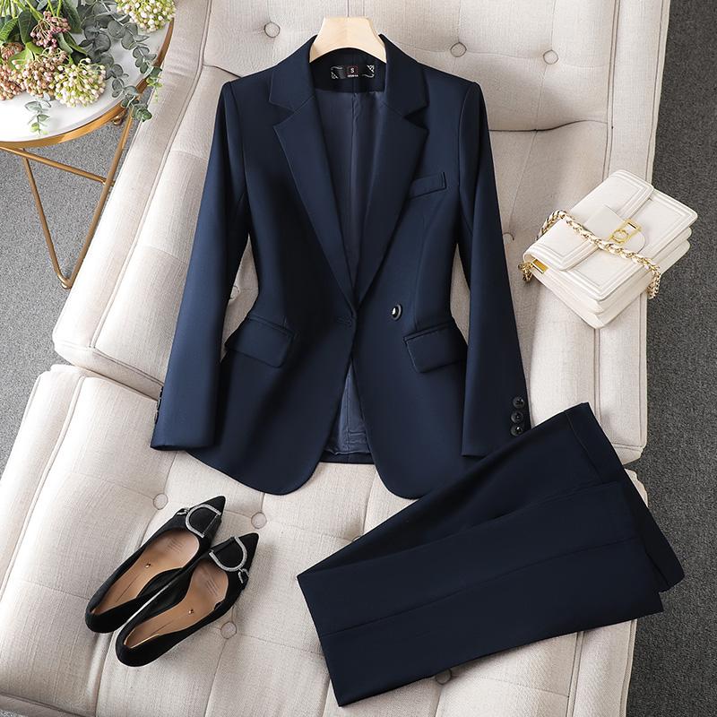 Suits Women Spring Autumn Temerament Professional Long Sleeve Slim Blazer and Pants Sets Office Lady Work Wear