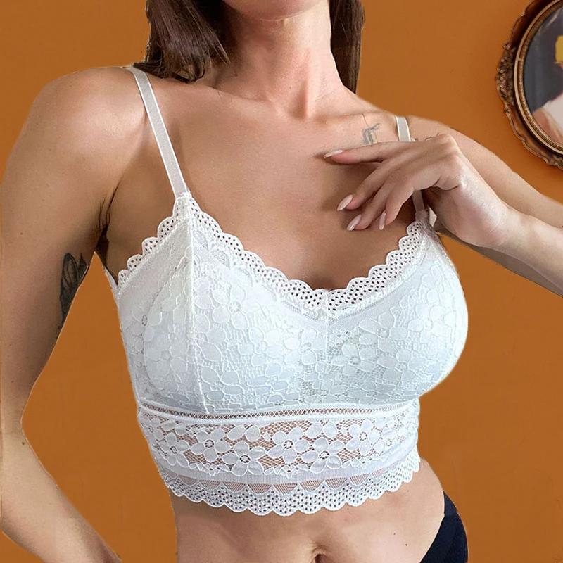 Women Lace Bras Top Comfortable Bralette Solid Color Add Pad Lingerie Beauty Back Underwear Sexy Vest Female Wireless Bra